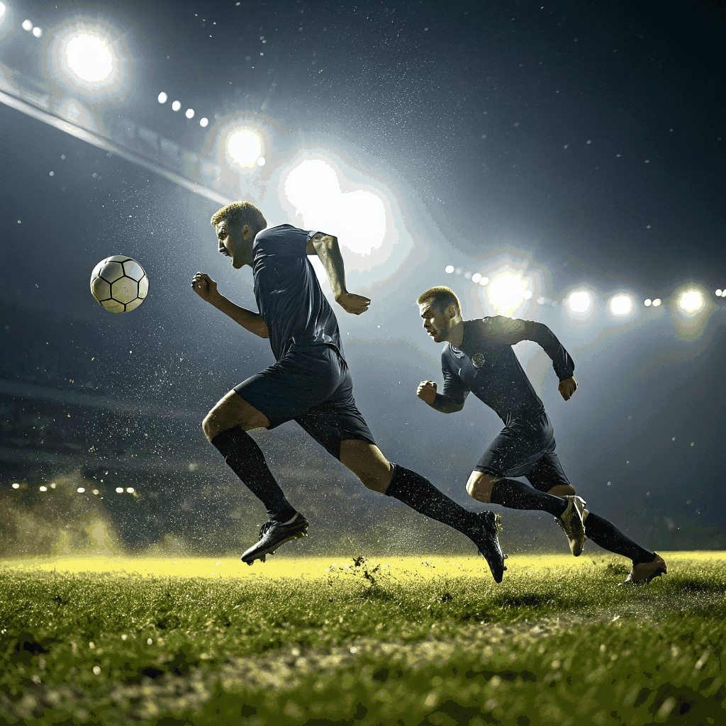 Action shot of a corner kick delivery
