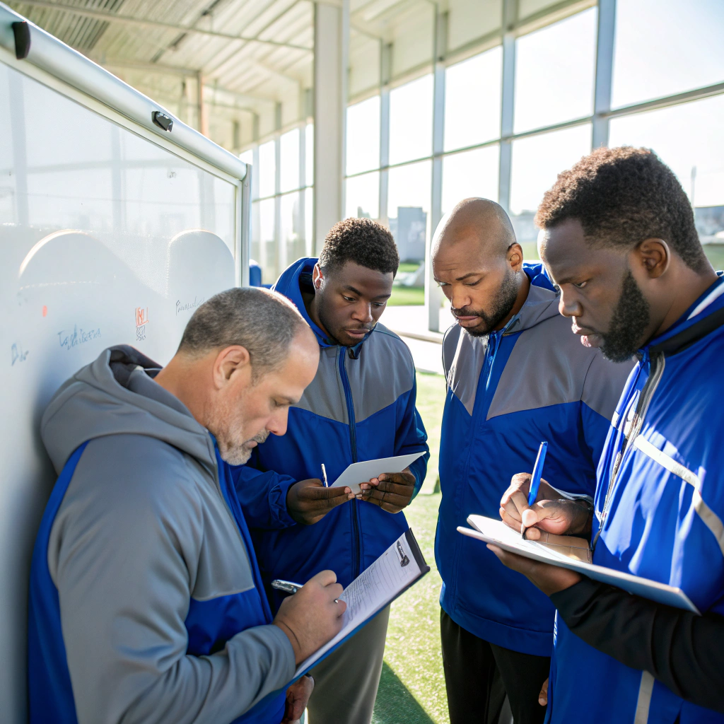 Coaching staff directing the play