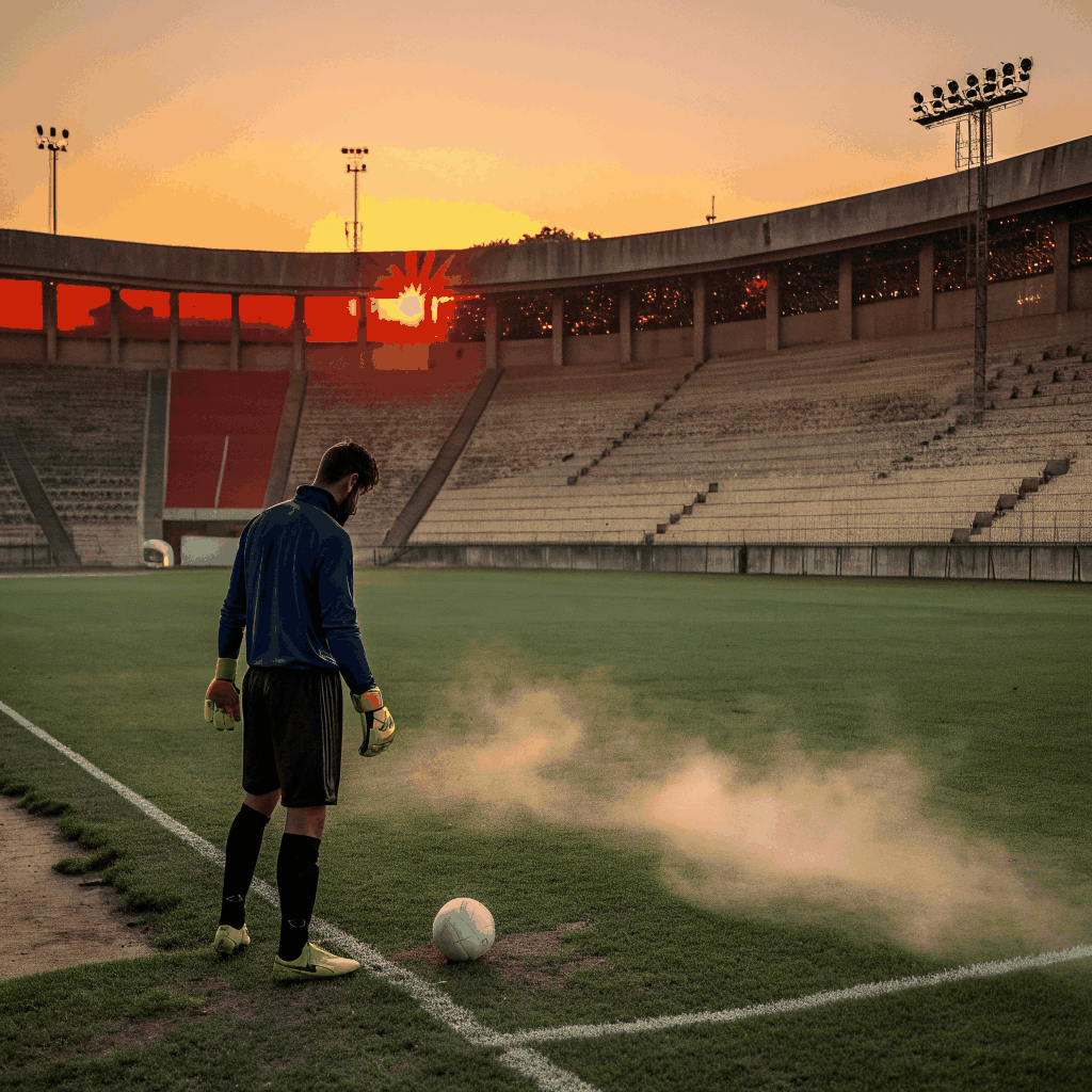 Sunset over the football pitch